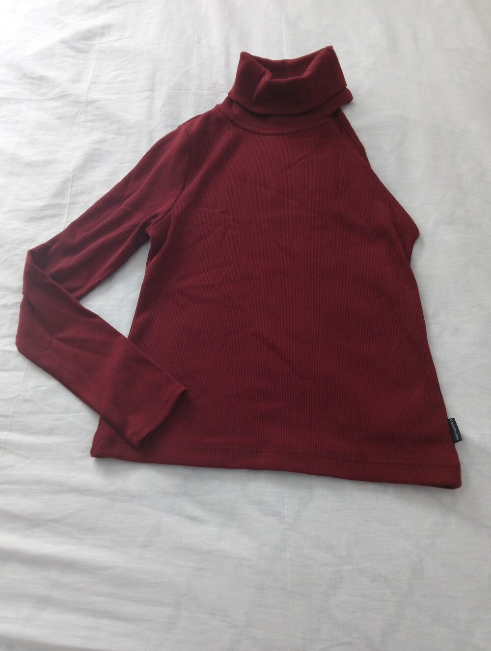 Calvin Klein Jeans Women's Ribbed Burgundy Turtleneck